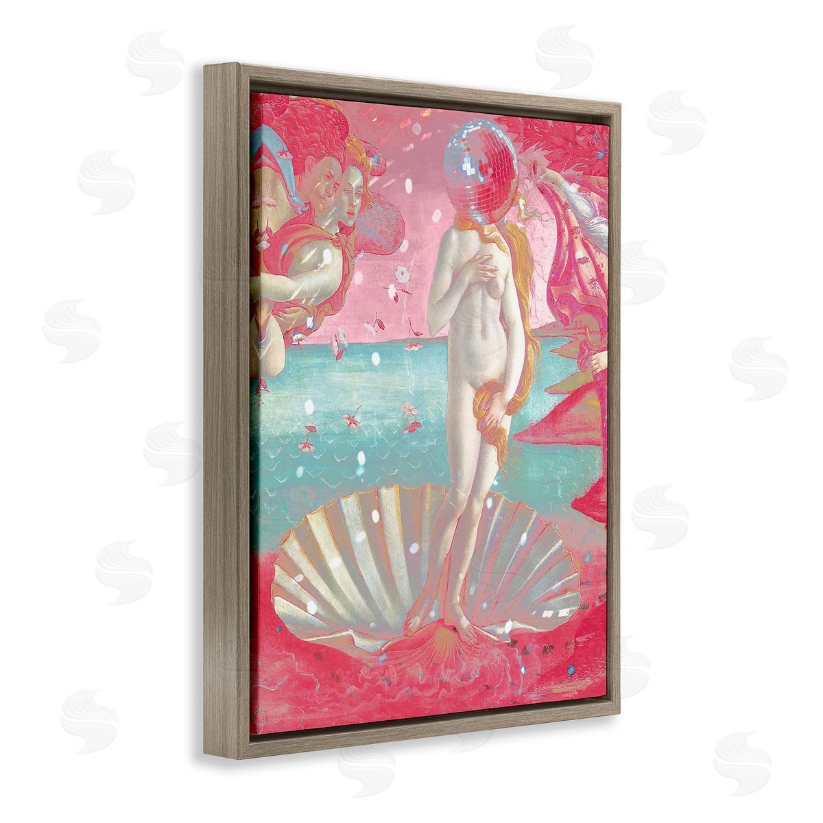 Chromatic Disco Venus & Clamshell Brown Floating Frame Canvas Wall Art, Home Decor by Stupell Studio