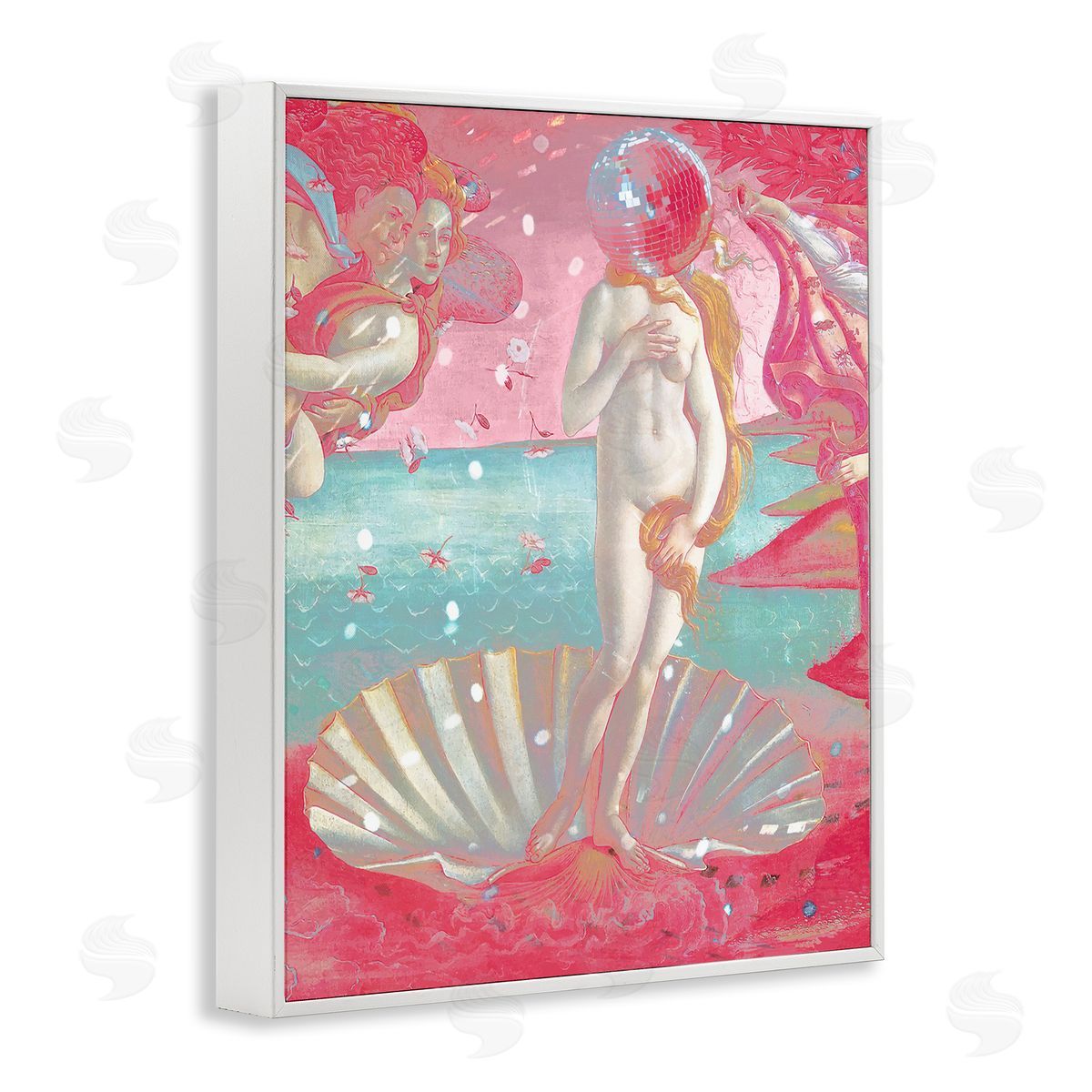 Chromatic Disco Venus & Clamshell White Frame Print Wall Art, Home Decor by Stupell Studio