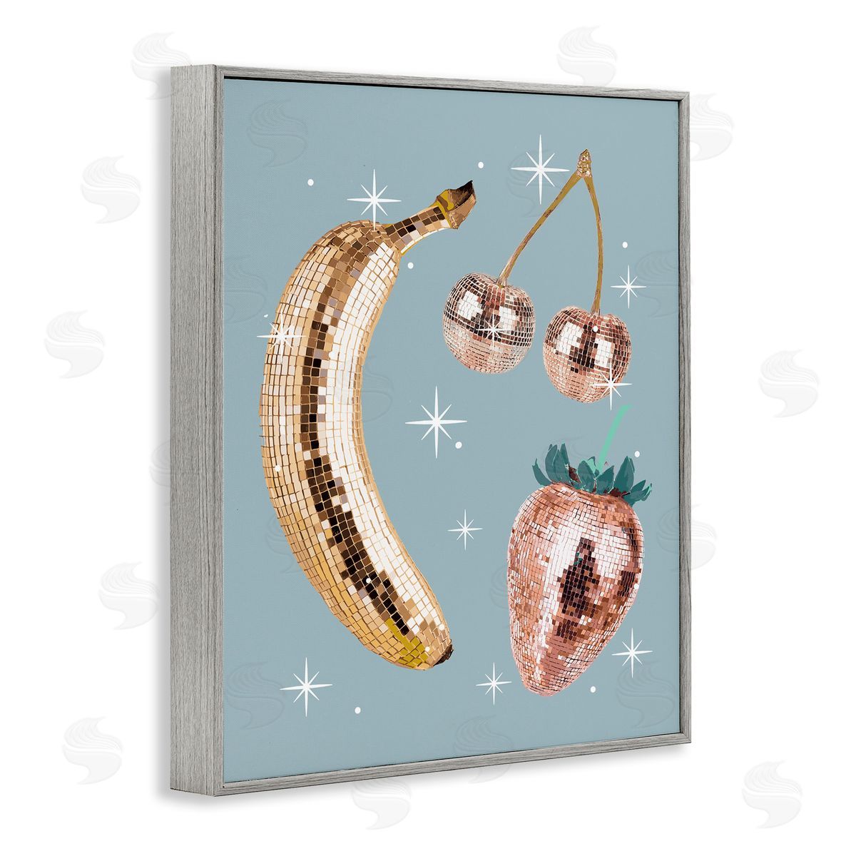 Luminous Glam Fruits Grey Frame Print Wall Art, Home Decor by Stupell Studio