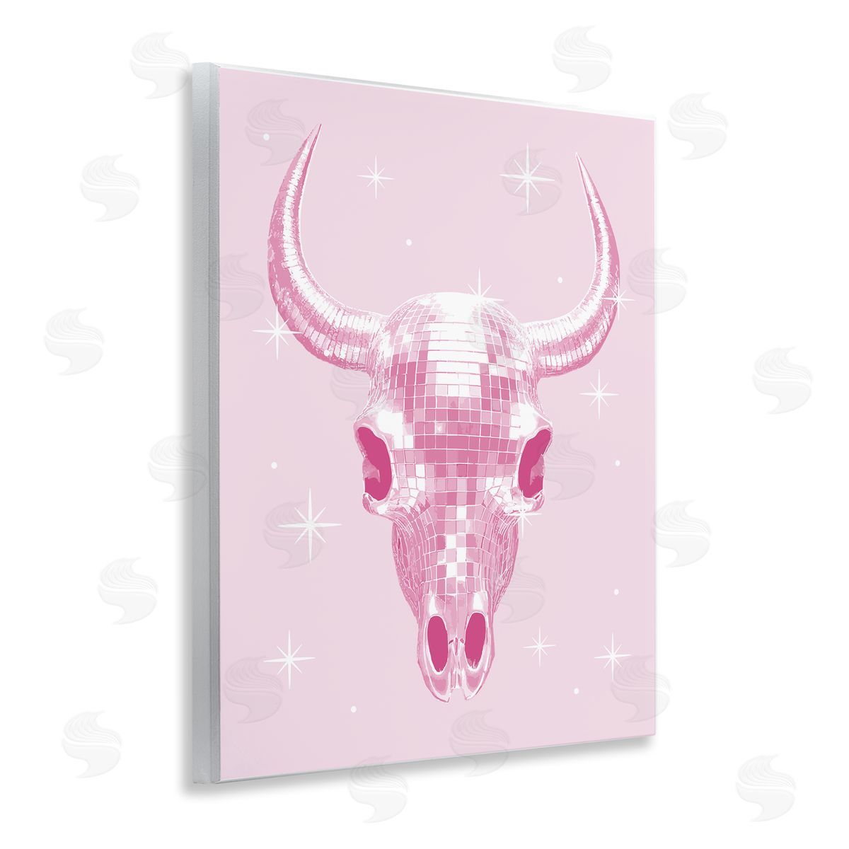 Pastel Disco Cattle Skull Wood Plaque Wall Art, Home Decor by Stupell Studio