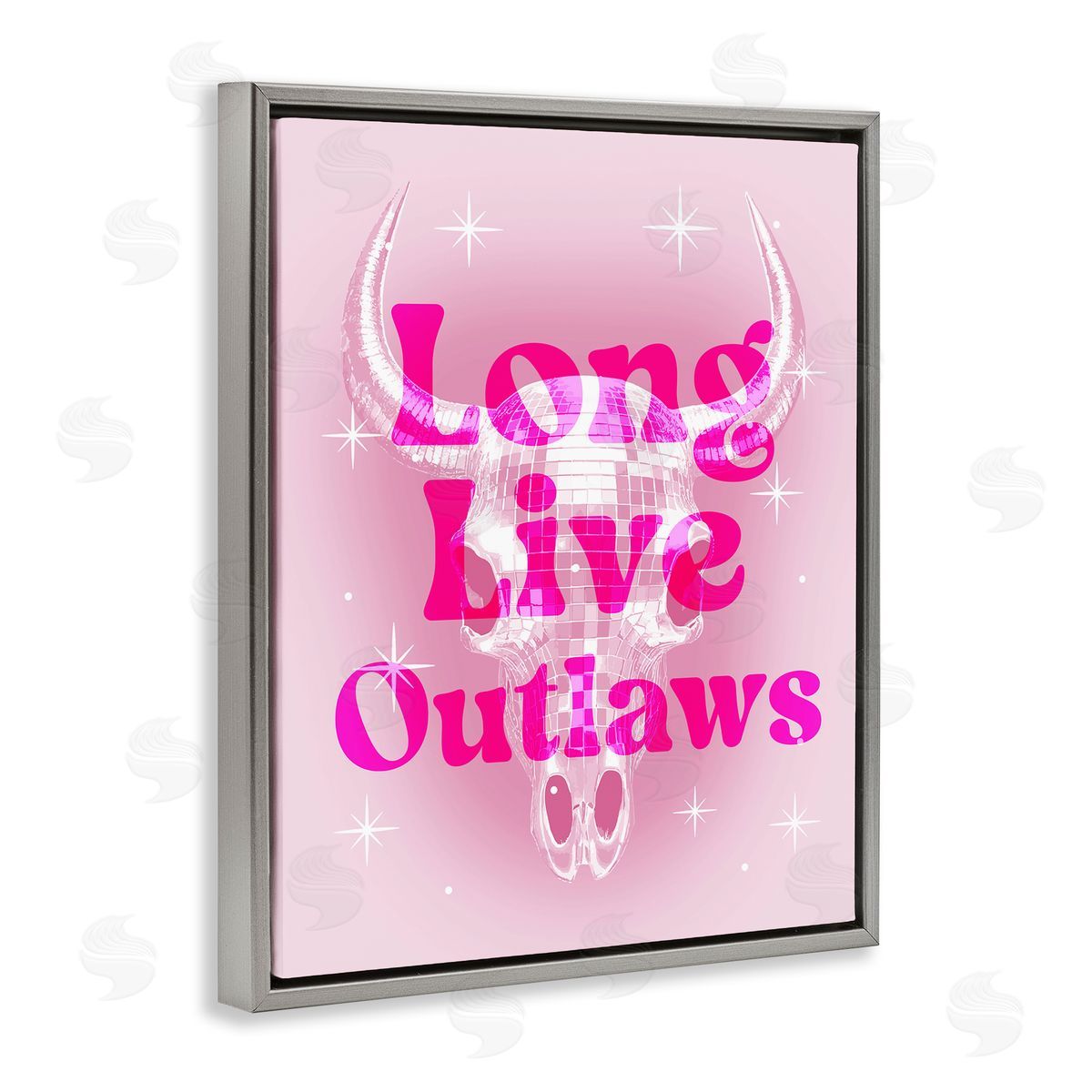 Glam Long Live Outlaws Grey Floating Frame Canvas Wall Art, Home Decor by Stupell Studio
