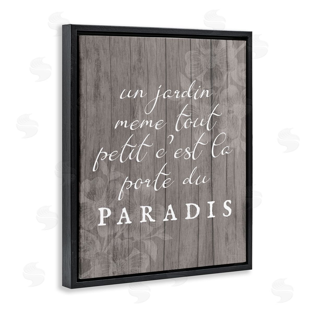 Uplifting French Garden Phrase Black Floating Frame Canvas Wall Art, Home Decor by Stupell Studio