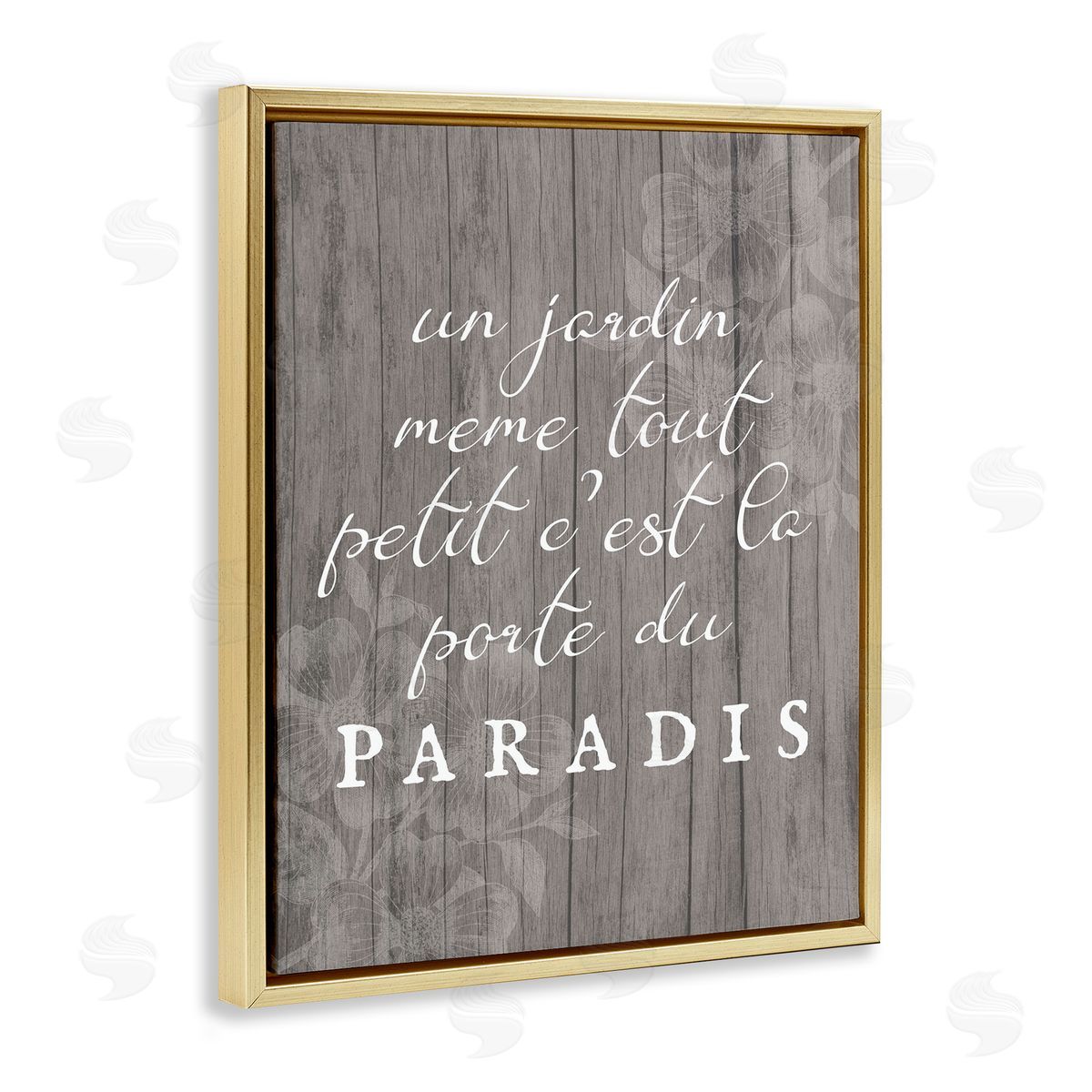 Uplifting French Garden Phrase Gold Floating Frame Canvas Wall Art, Home Decor by Stupell Studio