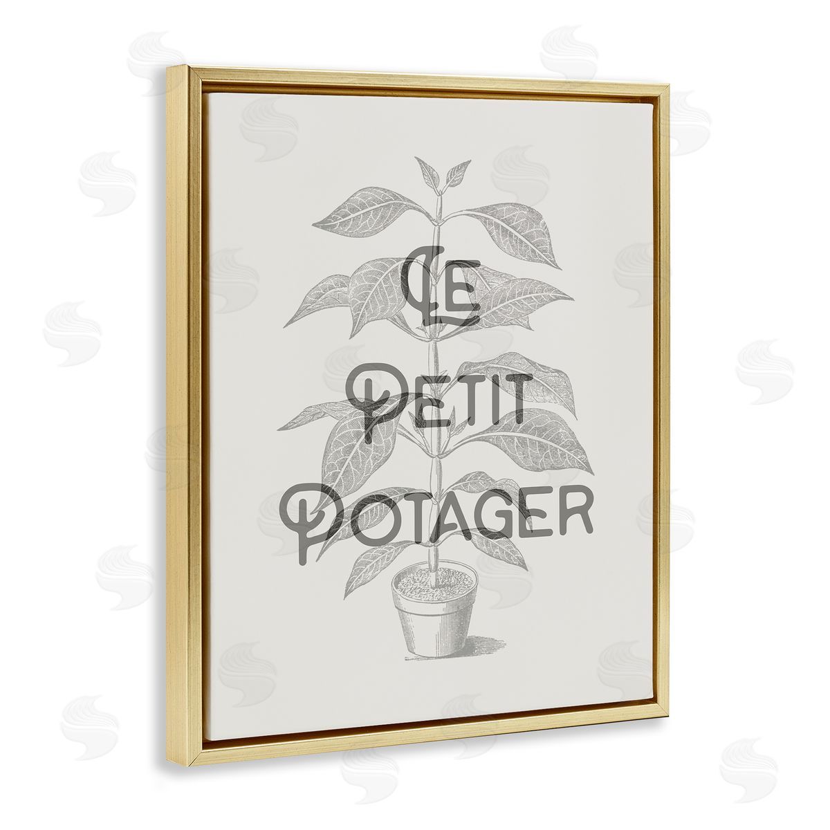 Vintage French Plant Phrase Gold Floating Frame Canvas Wall Art, Home Decor by Stupell Studio