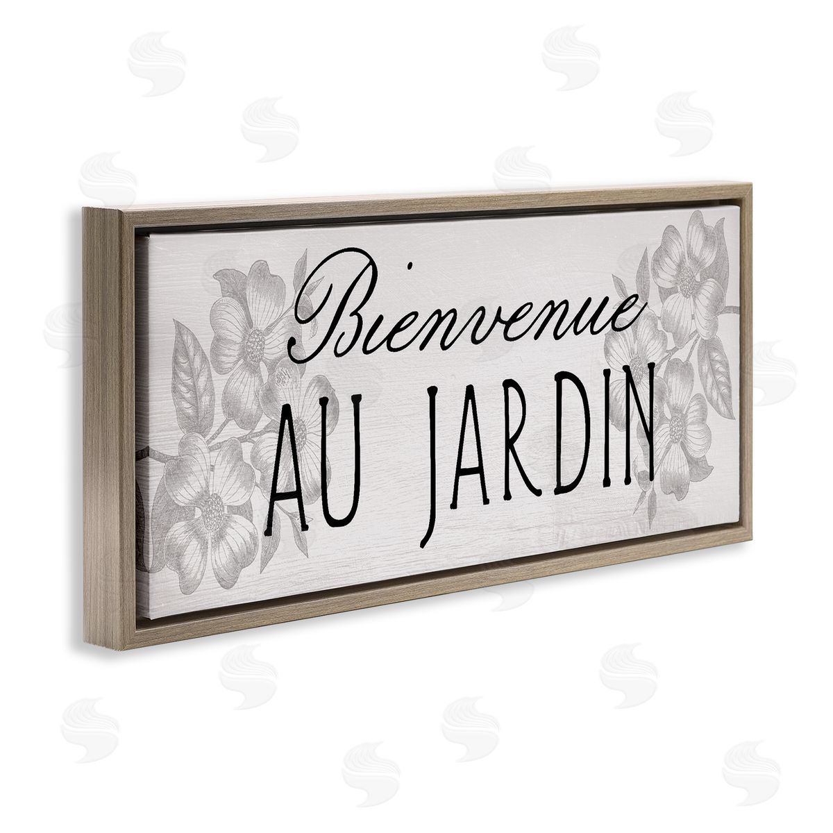 French Garden Welcome Brown Floating Frame Canvas Wall Art, Home Decor by Stupell Studio