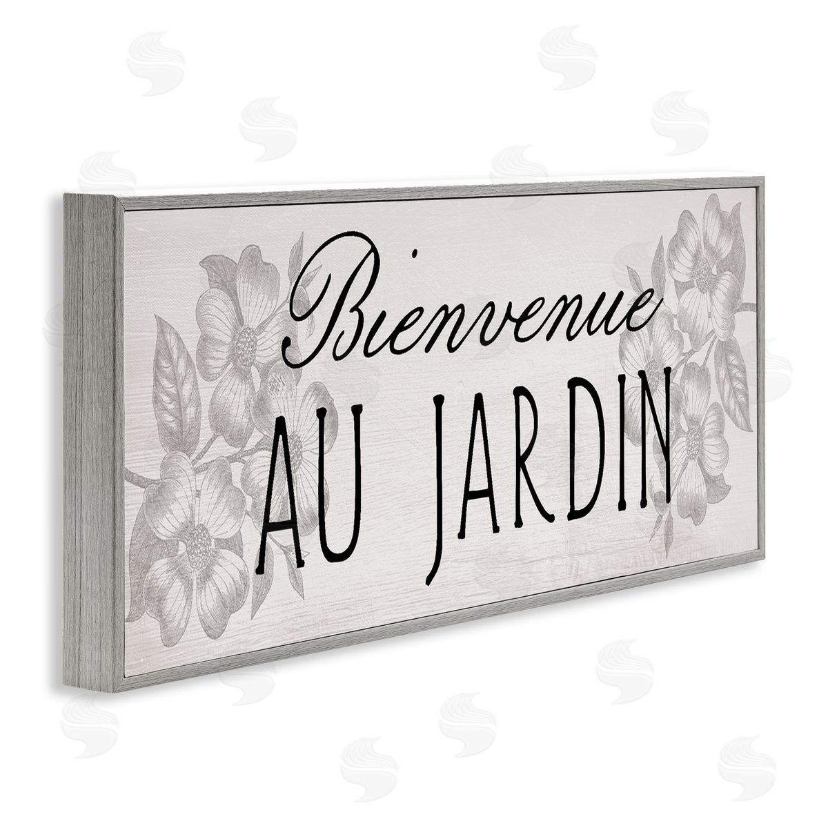 French Garden Welcome Grey Frame Print Wall Art, Home Decor by Stupell Studio
