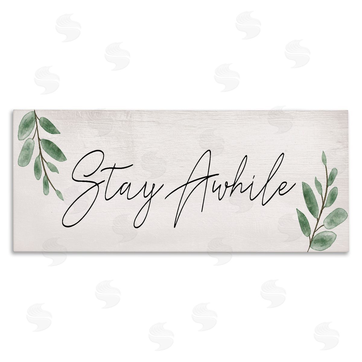 Stay Awhile with Plant Sprigs Canvas Wall Art, Home Decor by Stupell Studio