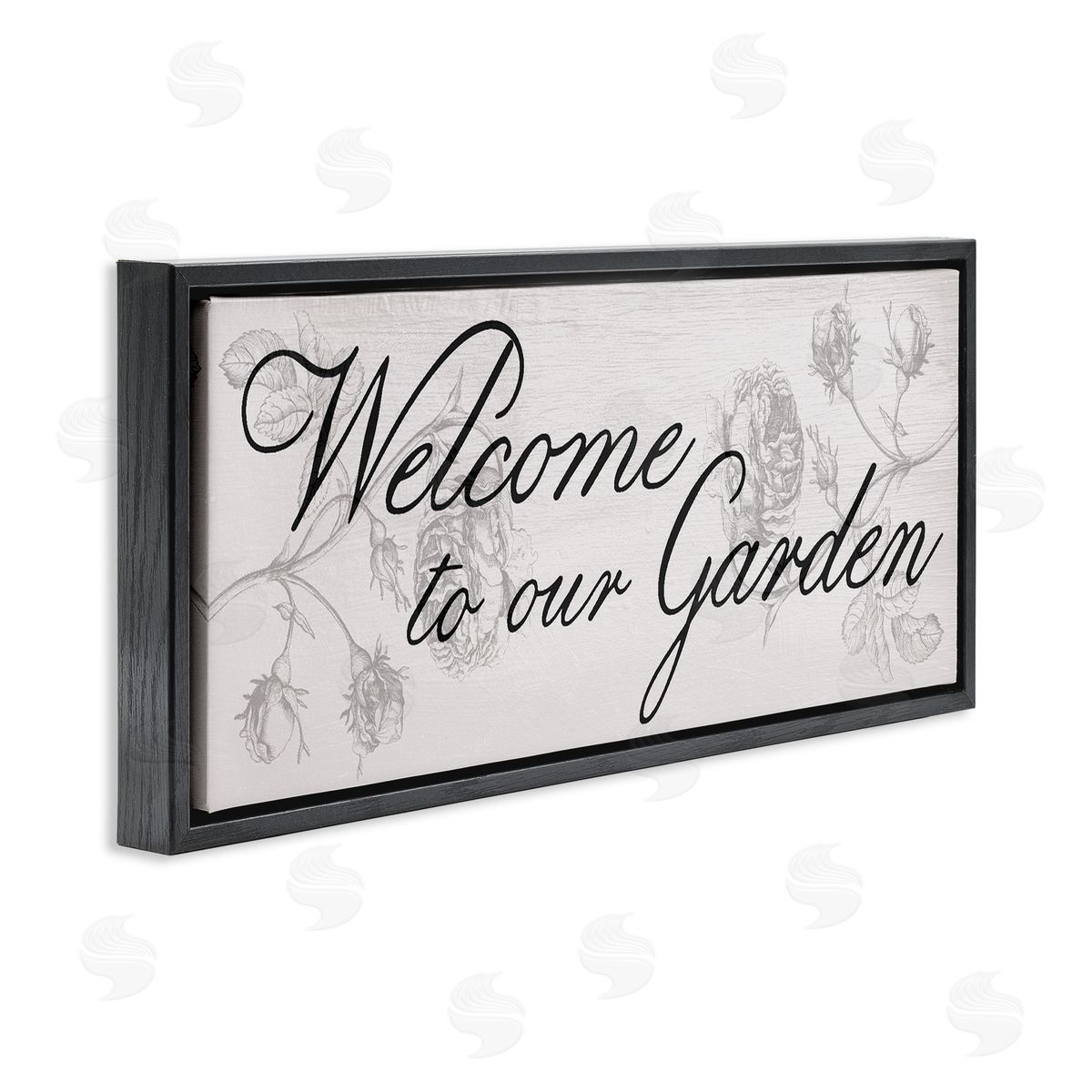 Vintage Welcome To The Garden Black Floating Frame Canvas Wall Art, Home Decor by Stupell Studio