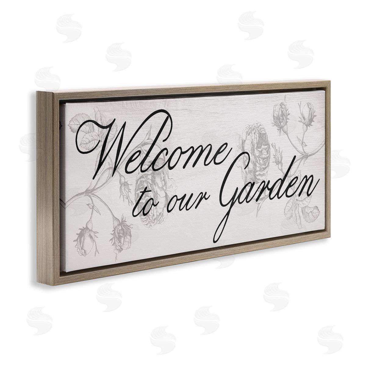 Vintage Welcome To The Garden Brown Floating Frame Canvas Wall Art, Home Decor by Stupell Studio