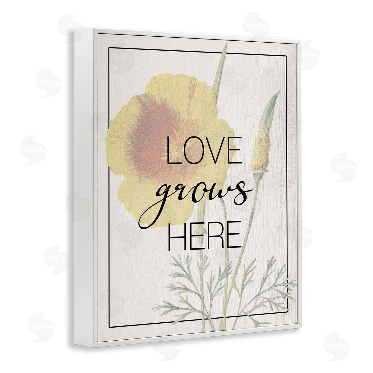 Vintage Love Grows Here White Frame Print Wall Art, Home Decor by Stupell Studio