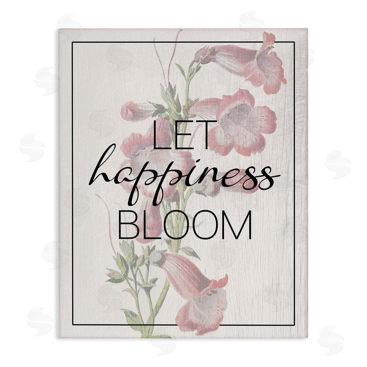 Vintage Let Happiness Bloom Canvas Wall Art, Home Decor by Stupell Studio