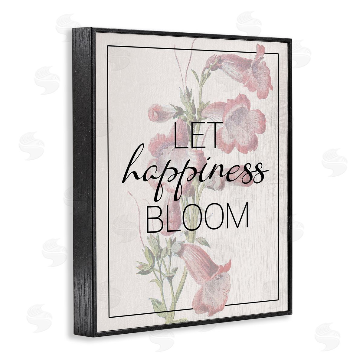 Vintage Let Happiness Bloom Black Frame Print Wall Art, Home Decor by Stupell Studio