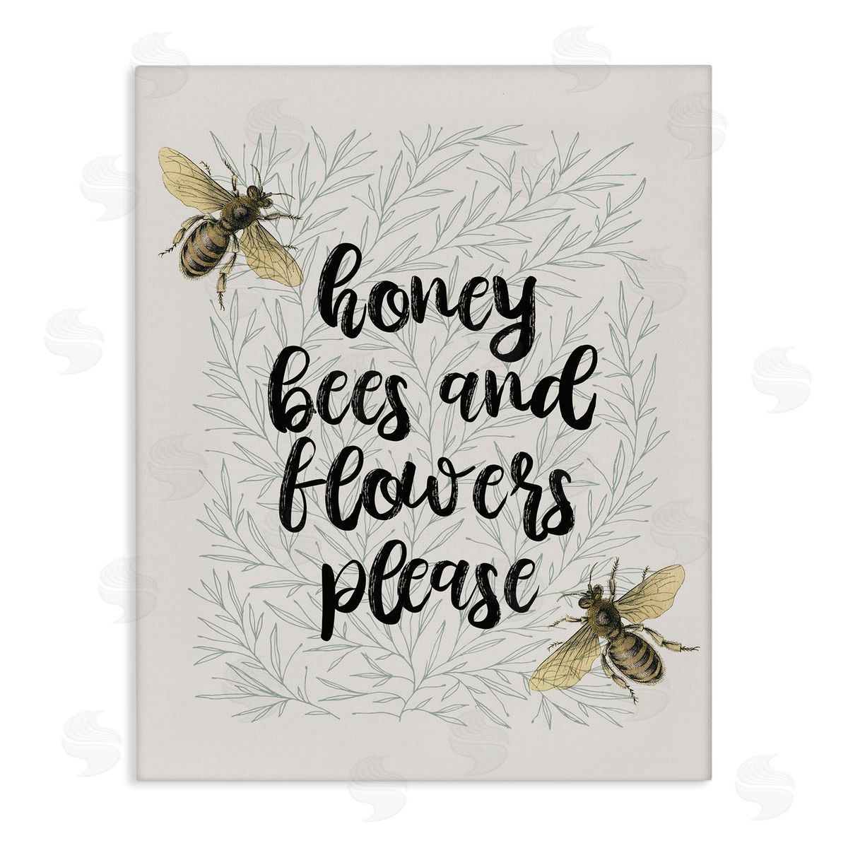 Honey Bees & Flowers Please Canvas Wall Art, Home Decor by Stupell Studio