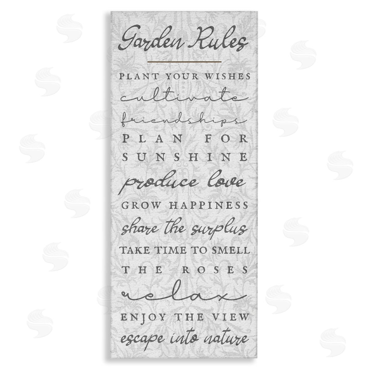 Garden Rules on Floral Pattern Canvas Wall Art, Home Decor by Stupell Studio