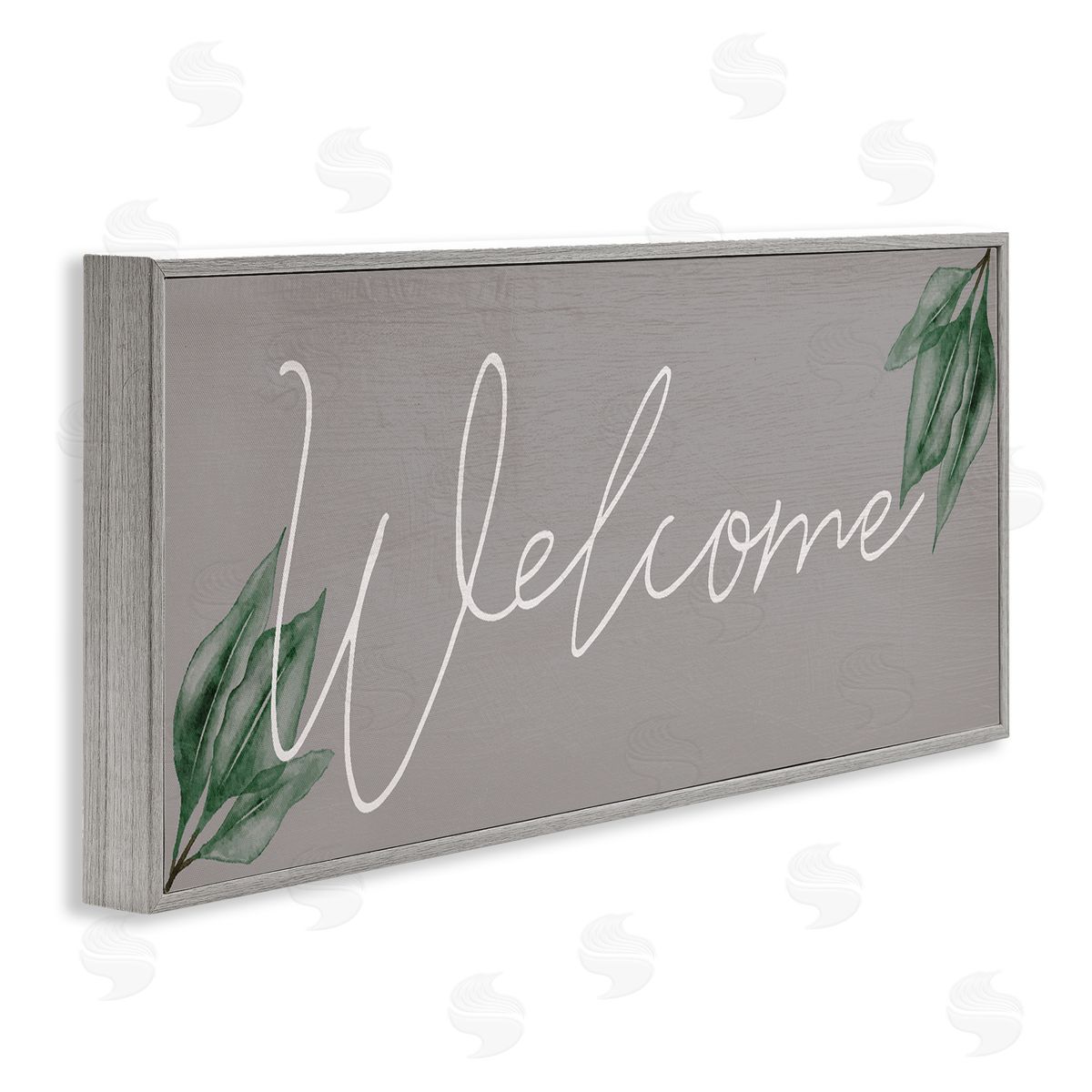 Welcome on Grey with Herbs Grey Frame Print Wall Art, Home Decor by Stupell Studio