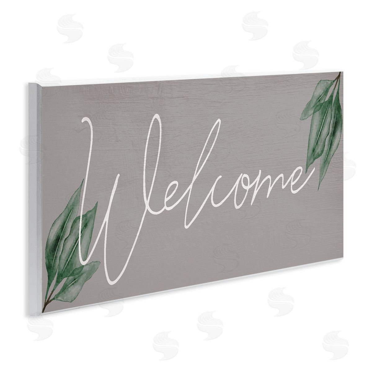 Welcome on Grey with Herbs Wood Plaque Wall Art, Home Decor by Stupell Studio