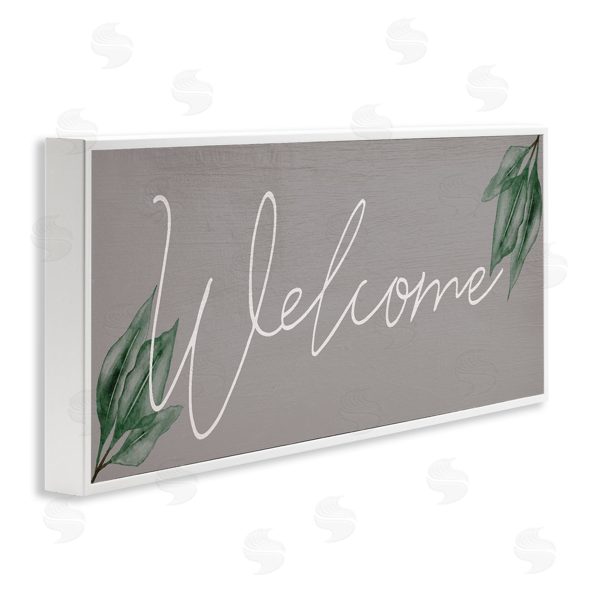 Welcome on Grey with Herbs White Frame Print Wall Art, Home Decor by Stupell Studio