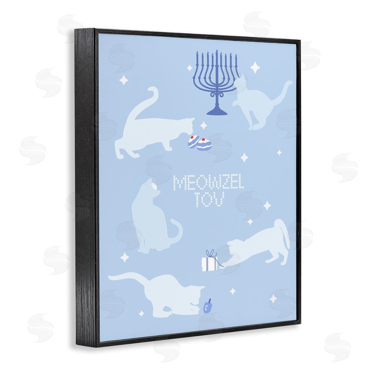 Meowzel Tov Seasonal Cats Black Frame Print Wall Art, Home Decor by Stupell Studio