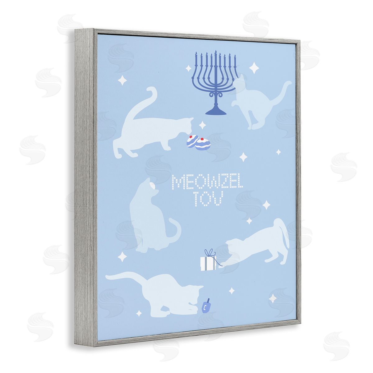 Meowzel Tov Seasonal Cats Grey Frame Print Wall Art, Home Decor by Stupell Studio
