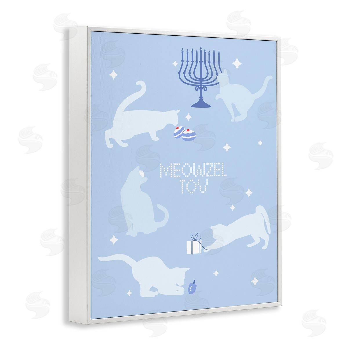 Meowzel Tov Seasonal Cats White Frame Print Wall Art, Home Decor by Stupell Studio