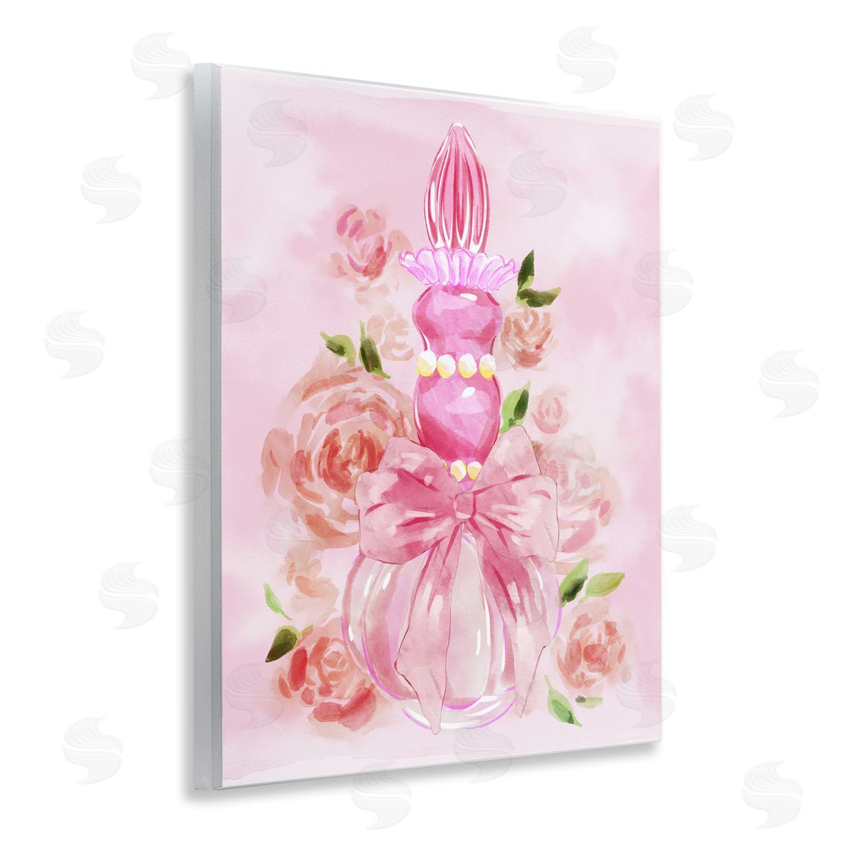 Lovely Pink Perfume & Roses Wood Plaque Wall Art, Home Decor by Ziwei Li