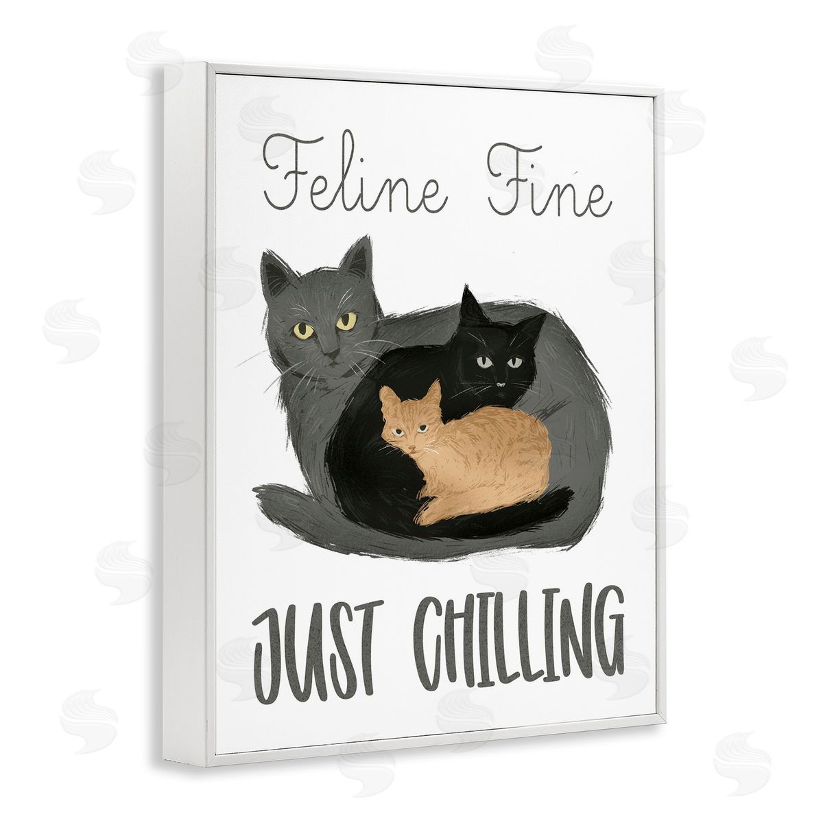 Feline Fine Just Chilling White Frame Print Wall Art, Home Decor by Ziwei Li