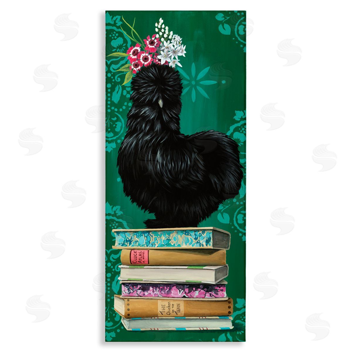 Country Chicken on Bookstack Canvas Wall Art, Home Decor by Heather Gauthier