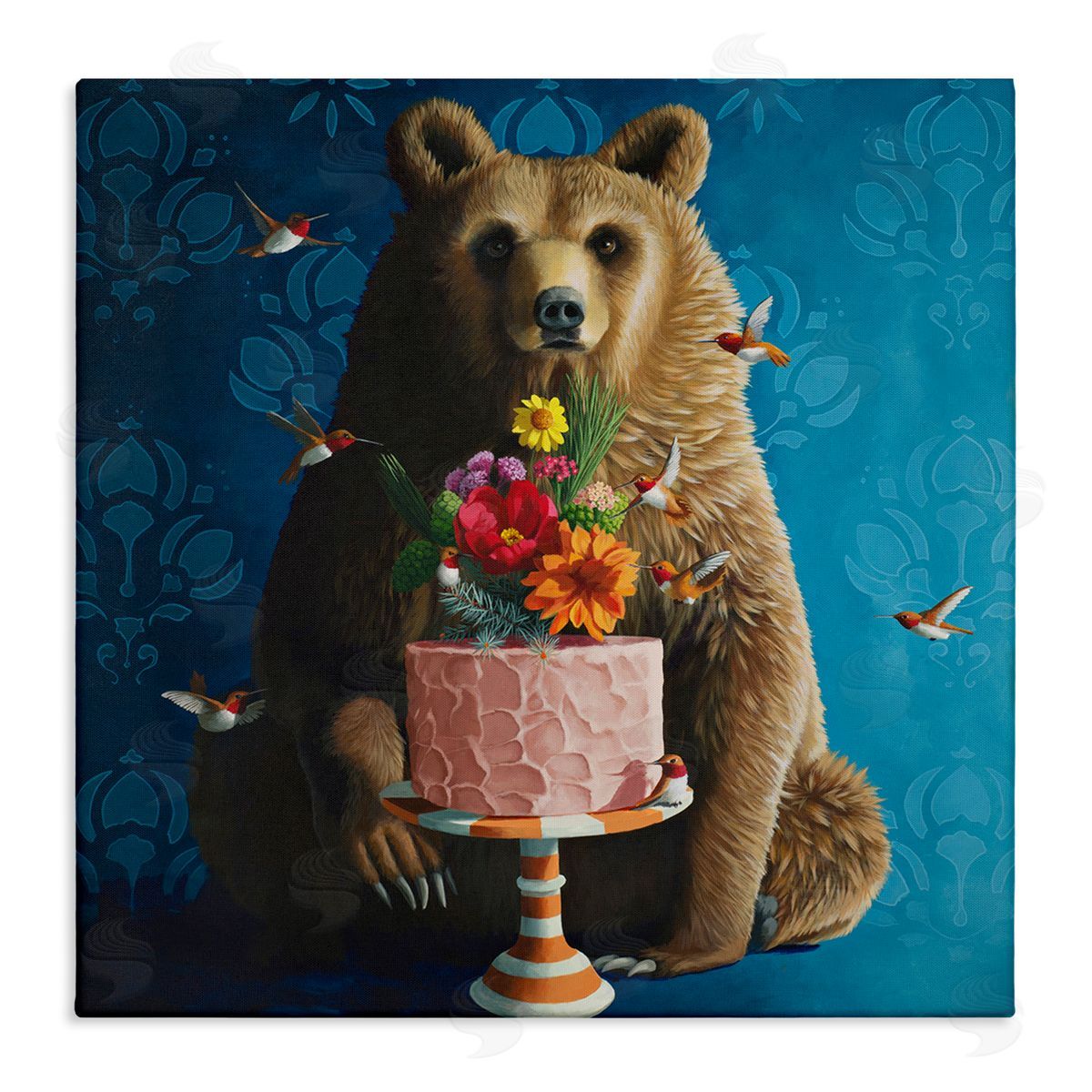 Bear with Sweet Dessert Cake Canvas Wall Art, Home Decor by Heather Gauthier