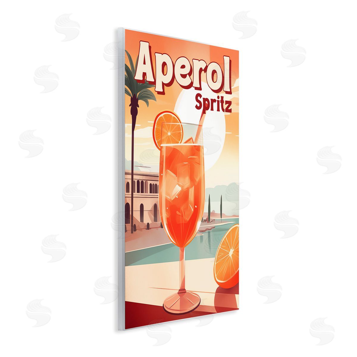 Bright Tropical Aperol Spritz Wood Plaque Wall Art, Home Decor by Andreas Magnusson