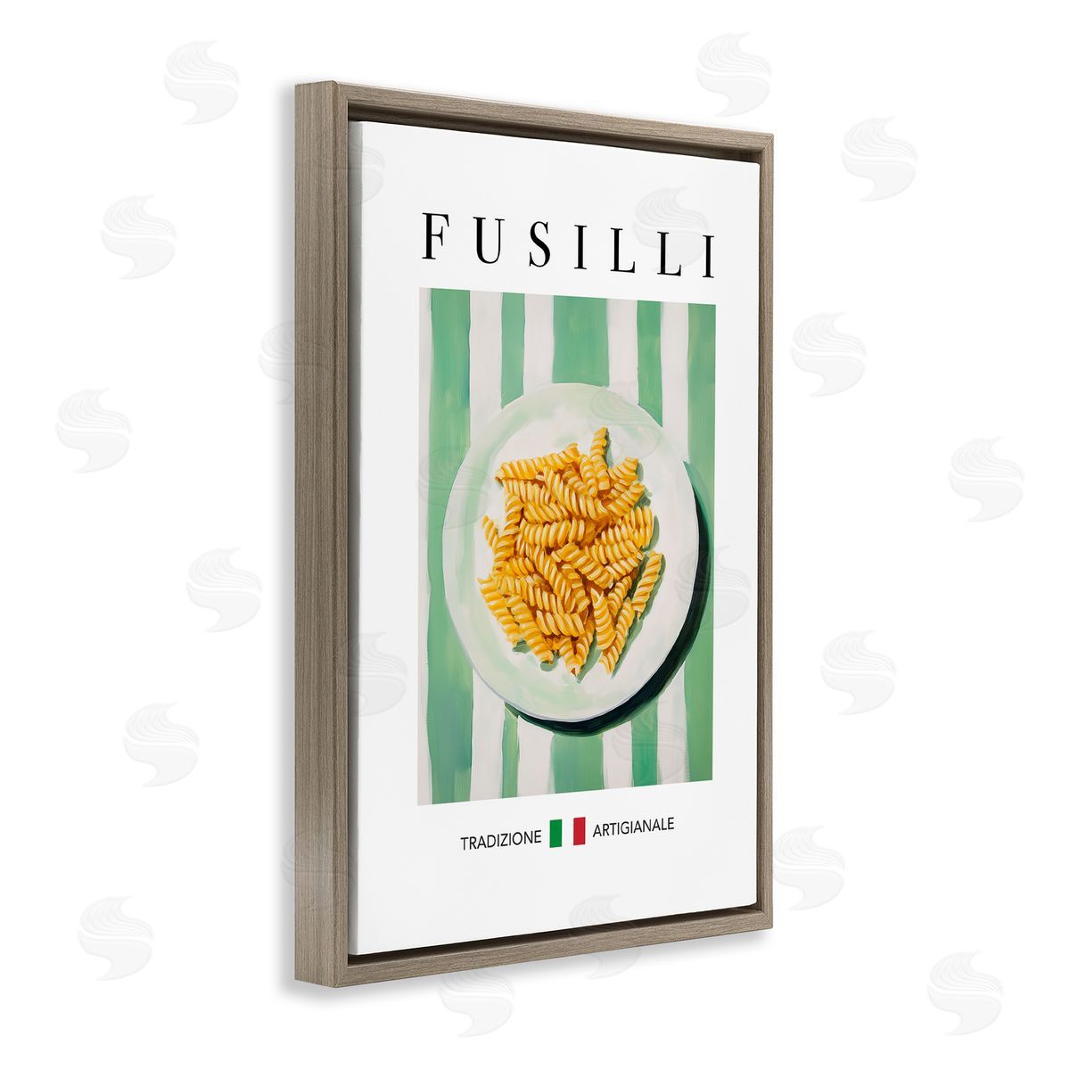 Traditional Fusilli Pasta Brown Floating Frame Canvas Wall Art, Home Decor by Andreas Magnusson