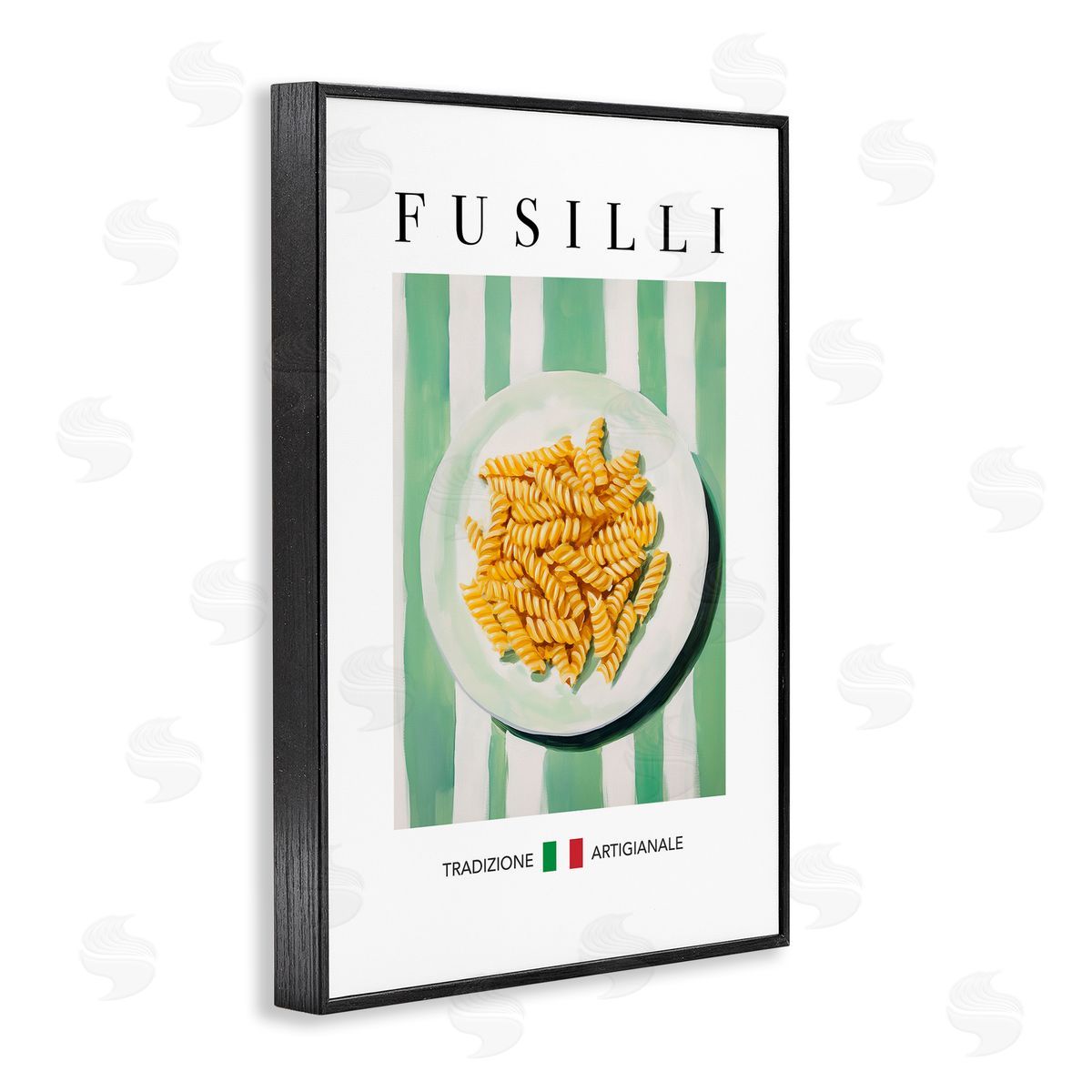 Traditional Fusilli Pasta Black Frame Print Wall Art, Home Decor by Andreas Magnusson