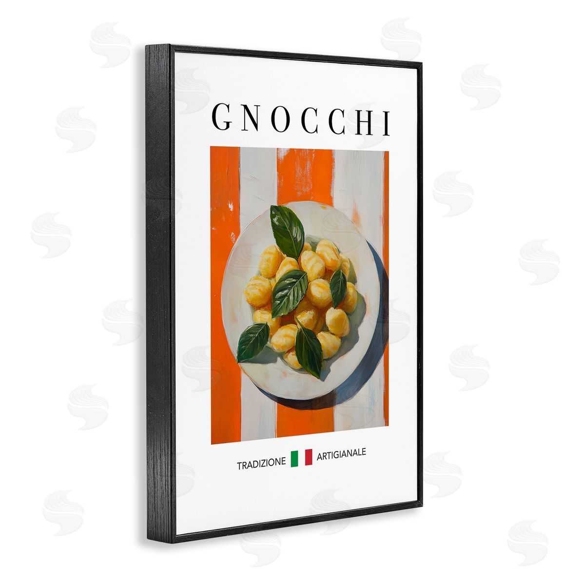 Traditional Gnocchi Pasta Black Frame Print Wall Art, Home Decor by Andreas Magnusson