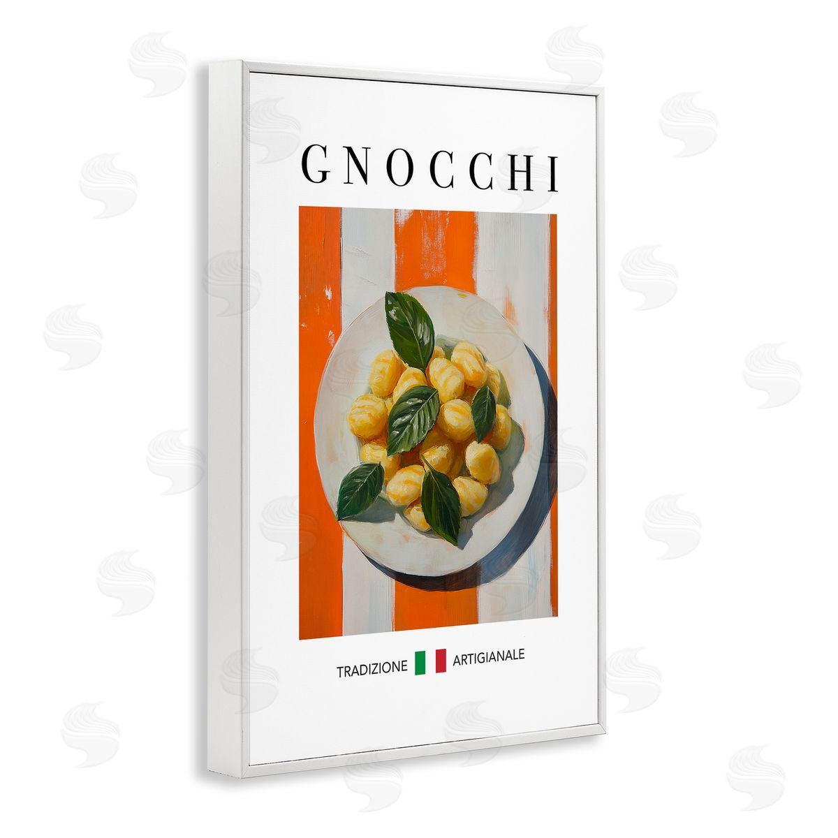 Traditional Gnocchi Pasta White Frame Print Wall Art, Home Decor by Andreas Magnusson