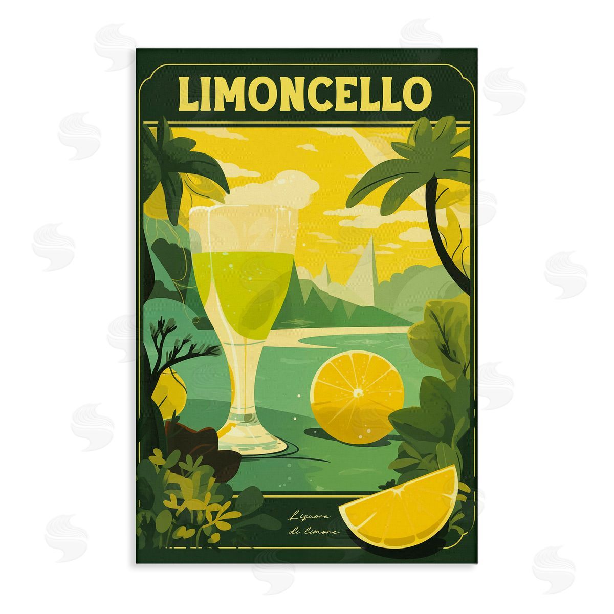 Lemon Cocktail in Tropical Scene Canvas Wall Art, Home Decor by Andreas Magnusson