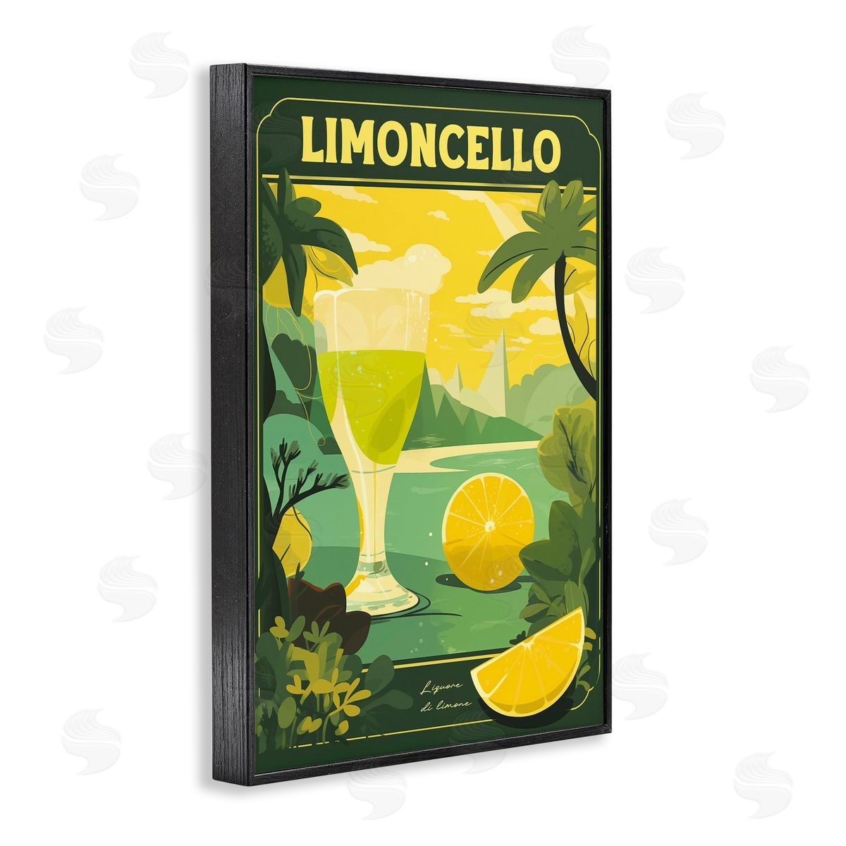 Lemon Cocktail in Tropical Scene Black Frame Print Wall Art, Home Decor by Andreas Magnusson