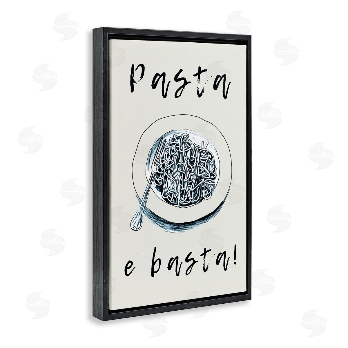 Pasta e Basta Meal Black Floating Frame Canvas Wall Art, Home Decor by Andreas Magnusson