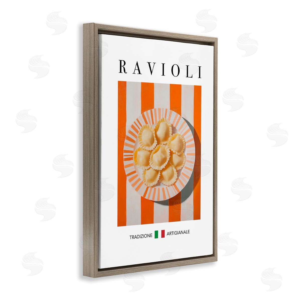 Traditional Ravioli Pasta Brown Floating Frame Canvas Wall Art, Home Decor by Andreas Magnusson