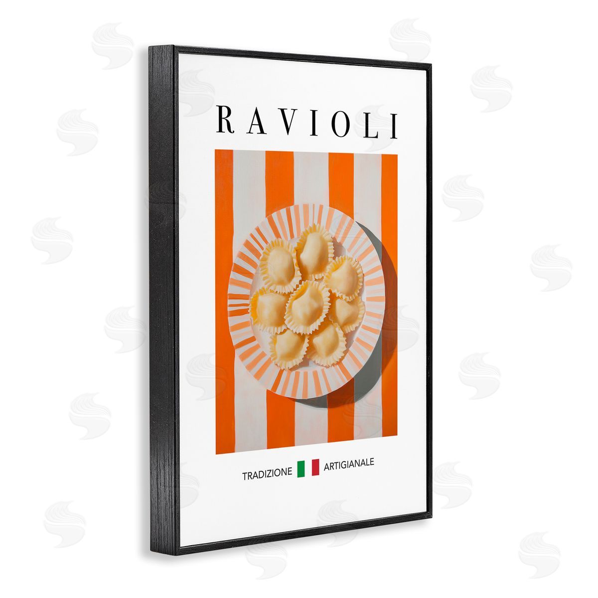 Traditional Ravioli Pasta Black Frame Print Wall Art, Home Decor by Andreas Magnusson