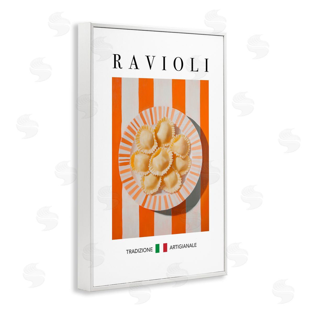 Traditional Ravioli Pasta White Frame Print Wall Art, Home Decor by Andreas Magnusson