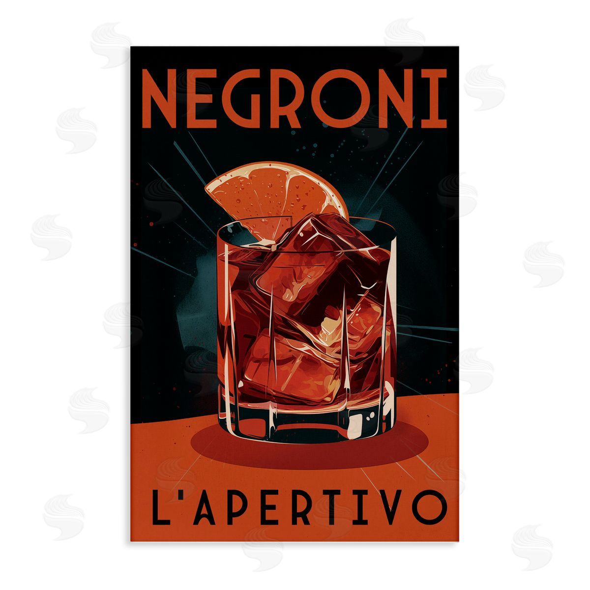 Vintage Midcentury Negroni Drink Canvas Wall Art, Home Decor by Andreas Magnusson
