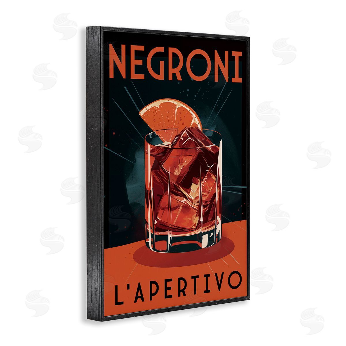 Vintage Midcentury Negroni Drink Black Frame Print Wall Art, Home Decor by Andreas Magnusson