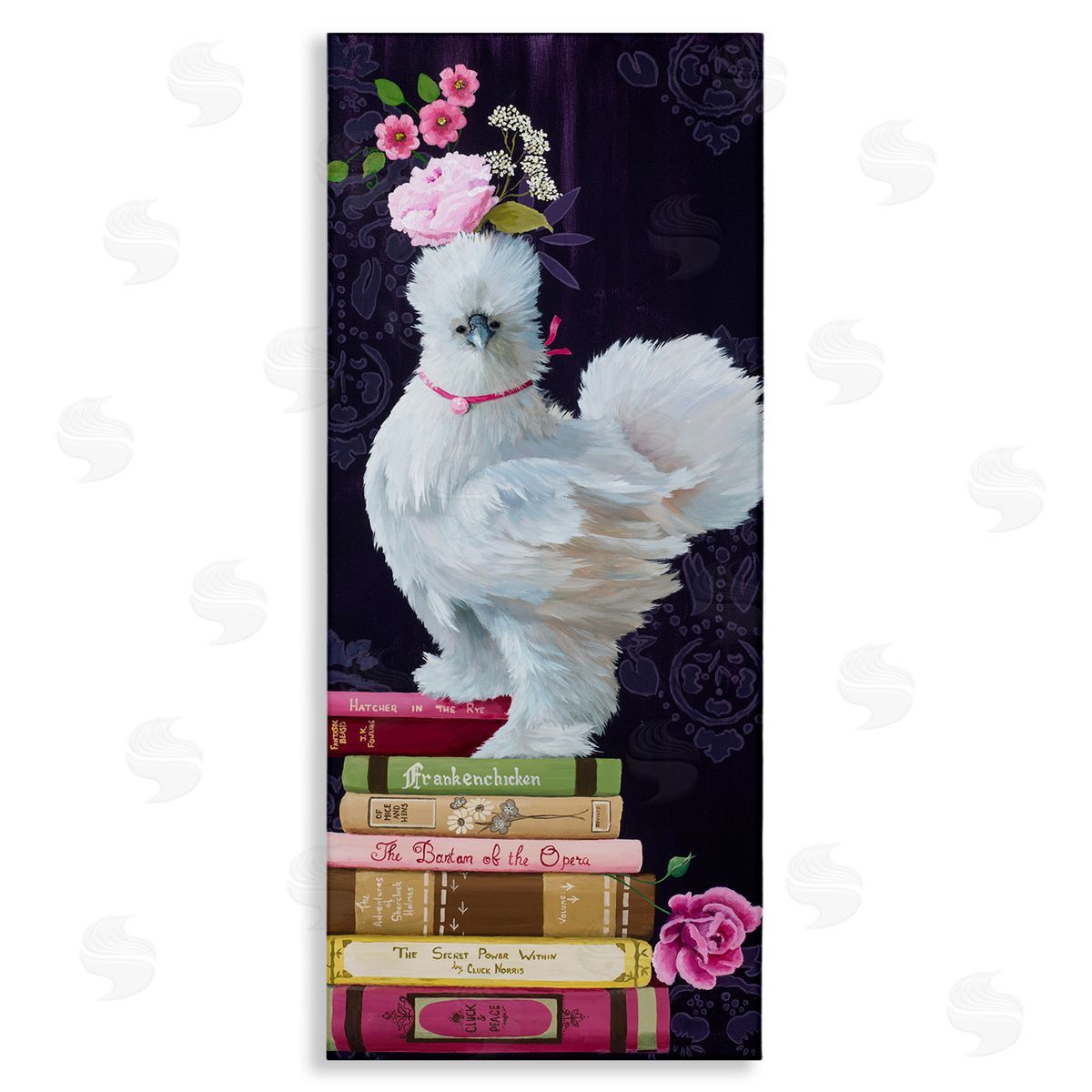 Fancy Vintage Chicken with Books Canvas Wall Art, Home Decor by Heather Gauthier