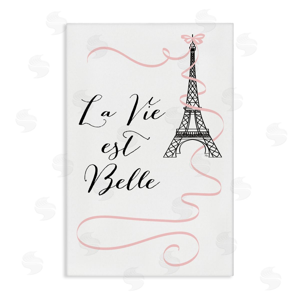 Life Is Beautiful French Phrase Canvas Wall Art, Home Decor by Martina Pavlova