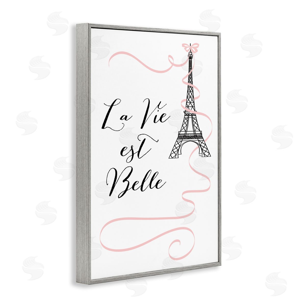 Life Is Beautiful French Phrase Grey Frame Print Wall Art, Home Decor by Martina Pavlova
