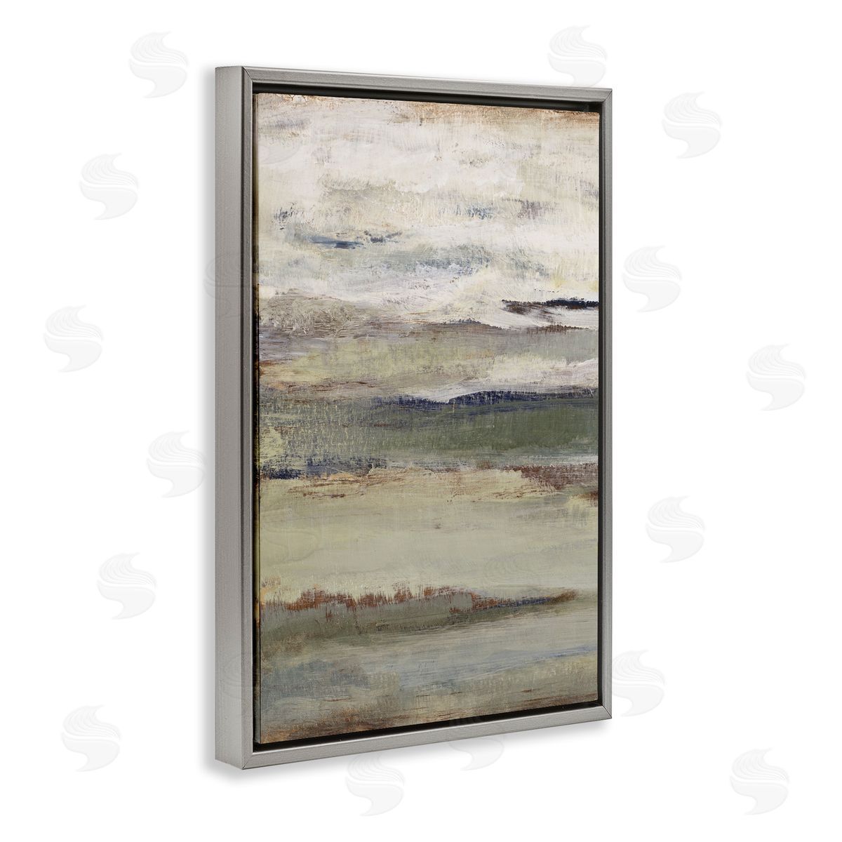 Abstract Earth's Layers Grey Floating Frame Canvas Wall Art, Home Decor by Lanie Loreth