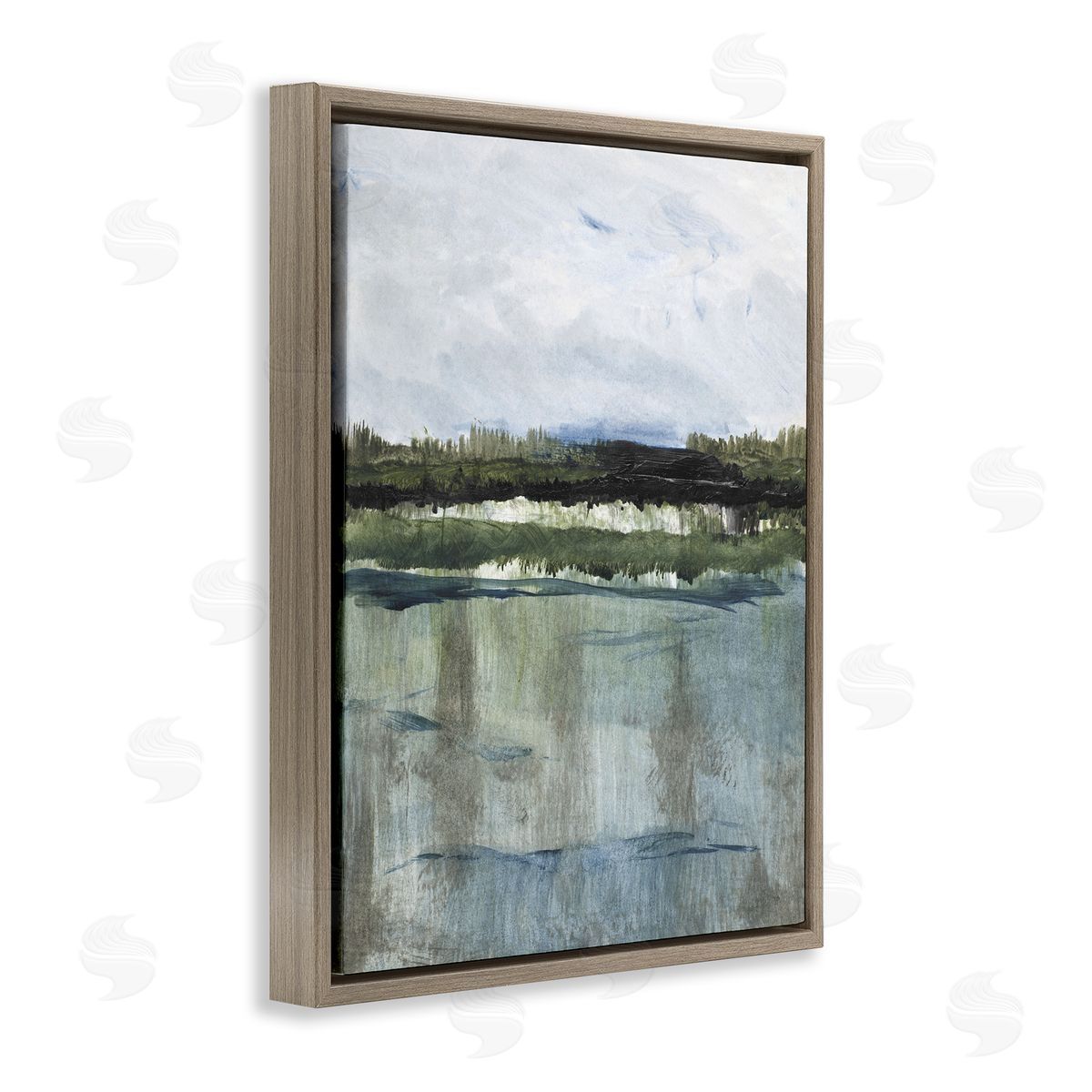 Northwest Lakeside View Brown Floating Frame Canvas Wall Art, Home Decor by Lanie Loreth