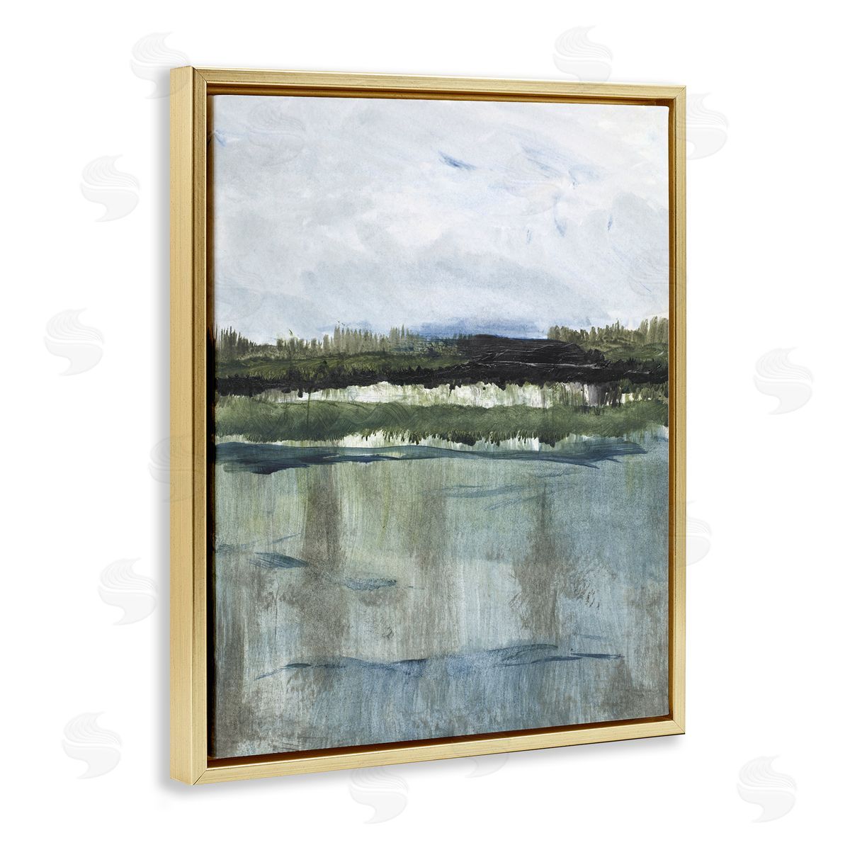 Northwest Lakeside View Gold Floating Frame Canvas Wall Art, Home Decor by Lanie Loreth