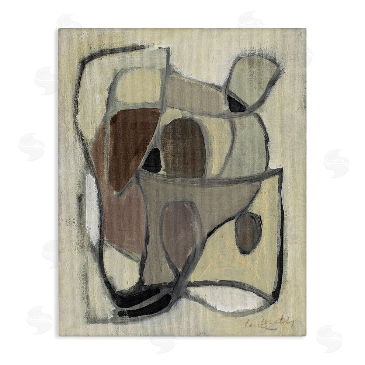 Rustic Curved Shapes Abstract Canvas Wall Art, Home Decor by Lanie Loreth