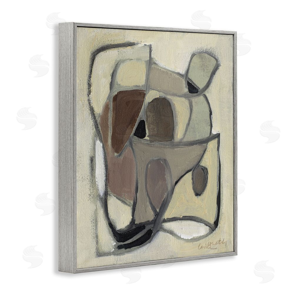 Lanie Loreth Rustic Curved Shapes Abstract Gray Framed Giclee Wall Art Print