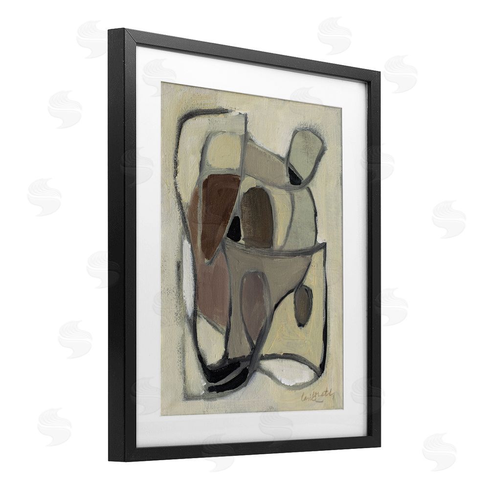 Lanie Loreth Rustic Curved Shapes Abstract Black Framed Print Under Glass Wall Art